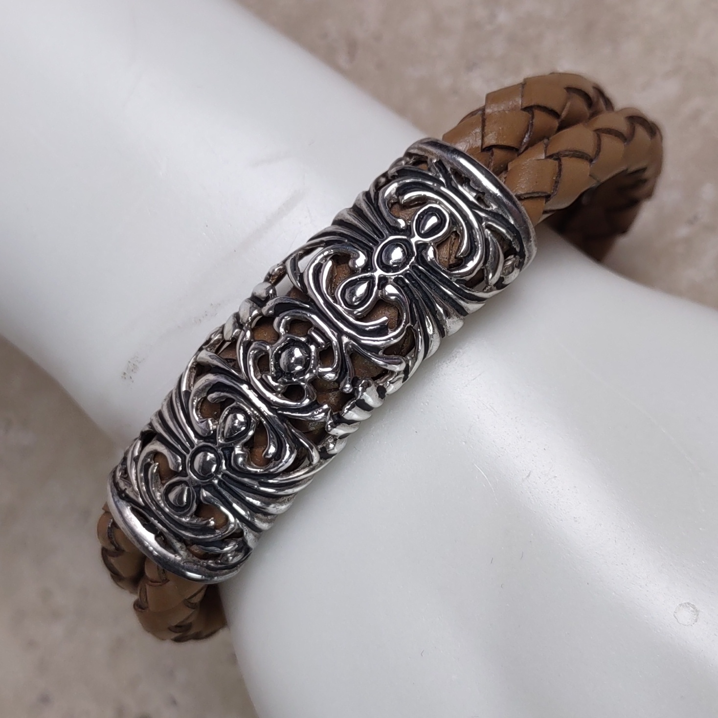 Joseph Esposito Sterling SilverLeather Cuff Bracelet 68$